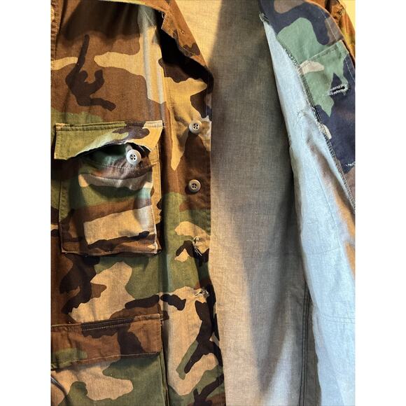 Vintage USMC Military Jacket Mens Small LS Woodland Camo Missing 2 Buttons - Picture 6 of 12
